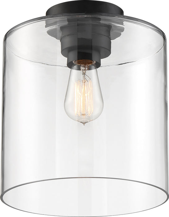 Nuvo Lighting 60-6779 One Light Semi Flush Mount, Matte Black / Clear Glass
