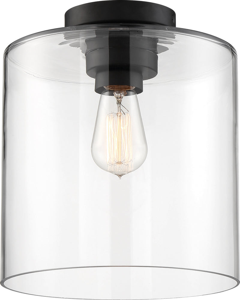 Nuvo Lighting 60-6779 One Light Semi Flush Mount, Matte Black / Clear Glass