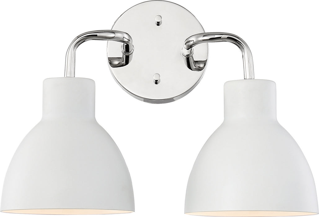 Nuvo Lighting 60-6782 Two Light Vanity, Polished Nickel / White