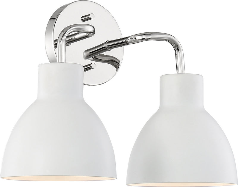 Nuvo Lighting 60-6782 Two Light Vanity, Polished Nickel / White