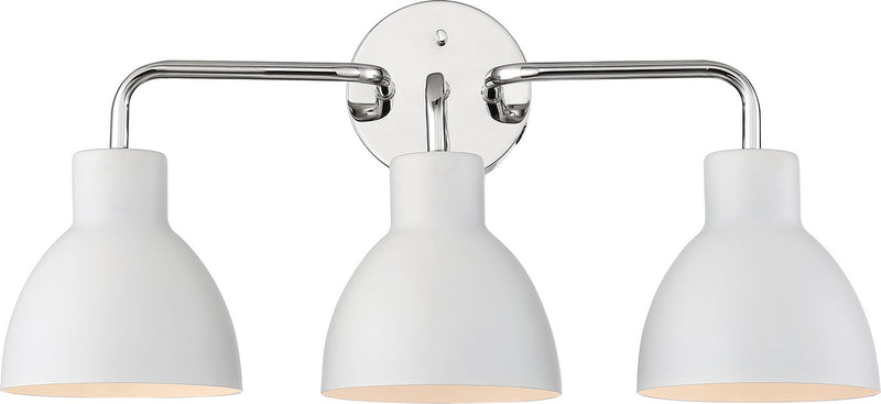 Nuvo Lighting 60-6783 Three Light Vanity, Polished Nickel / White
