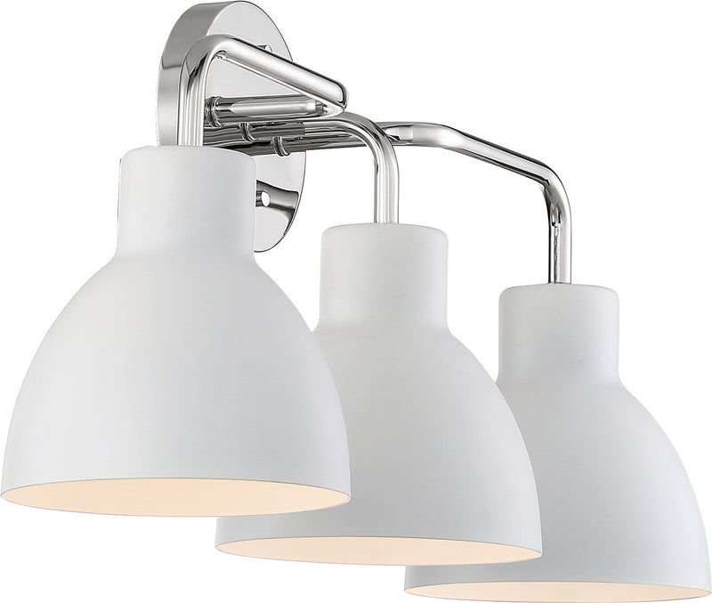 Nuvo Lighting 60-6783 Three Light Vanity, Polished Nickel / White