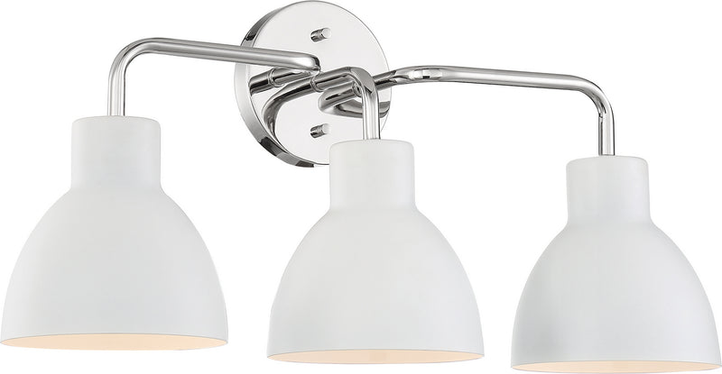 Nuvo Lighting 60-6783 Three Light Vanity, Polished Nickel / White
