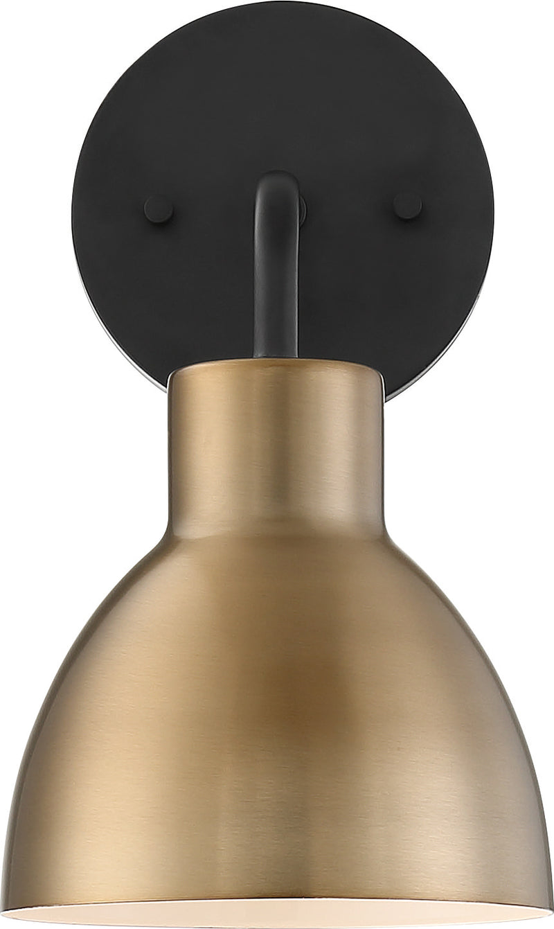 Nuvo Lighting 60-6791 One Light Vanity, Matte Black / Burnished Brass