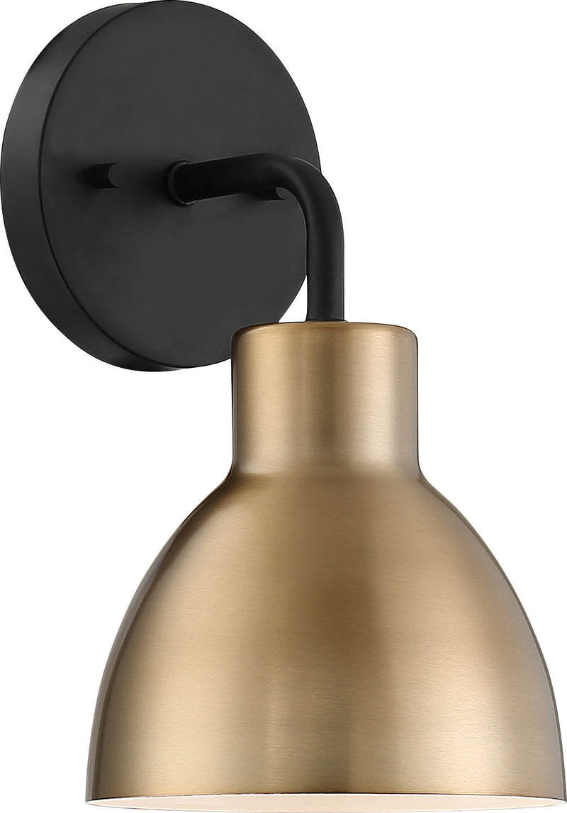 Nuvo Lighting 60-6791 One Light Vanity, Matte Black / Burnished Brass