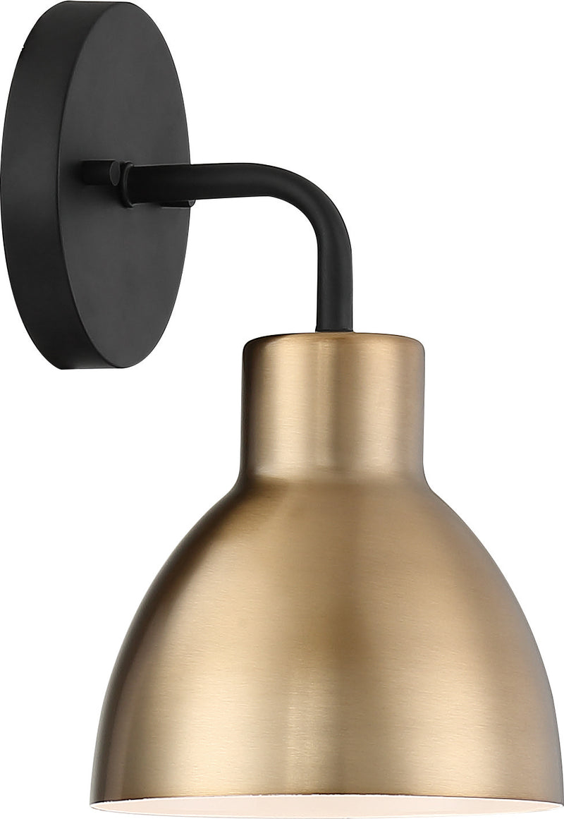 Nuvo Lighting 60-6791 One Light Vanity, Matte Black / Burnished Brass