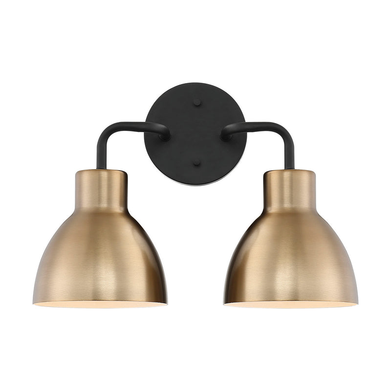 Nuvo Lighting 60-6792 Two Light Vanity, Matte Black / Burnished Brass