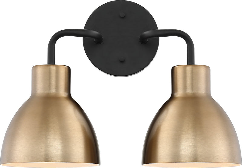 Nuvo Lighting 60-6792 Two Light Vanity, Matte Black / Burnished Brass