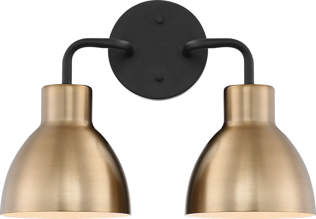 Nuvo Lighting 60-6792 Two Light Vanity, Matte Black / Burnished Brass