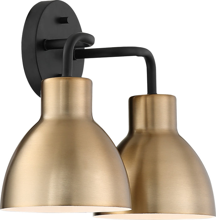 Nuvo Lighting 60-6792 Two Light Vanity, Matte Black / Burnished Brass