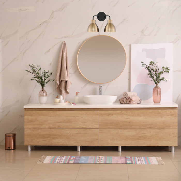 Nuvo Lighting 60-6792 Two Light Vanity, Matte Black / Burnished Brass