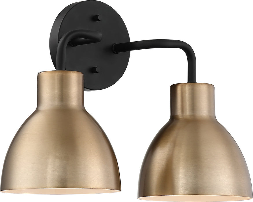Nuvo Lighting 60-6792 Two Light Vanity, Matte Black / Burnished Brass