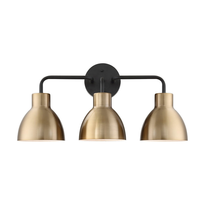 Nuvo Lighting 60-6793 Three Light Vanity, Matte Black / Burnished Brass