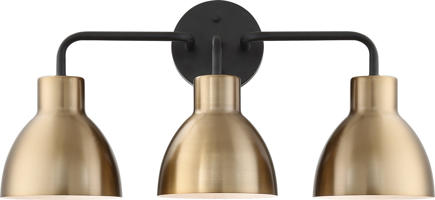 Nuvo Lighting 60-6793 Three Light Vanity, Matte Black / Burnished Brass