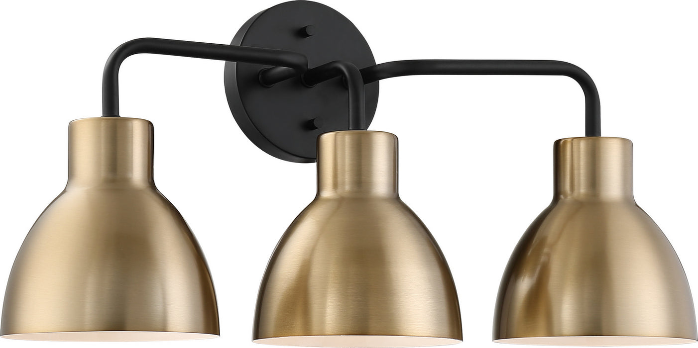 Nuvo Lighting 60-6793 Three Light Vanity, Matte Black / Burnished Brass
