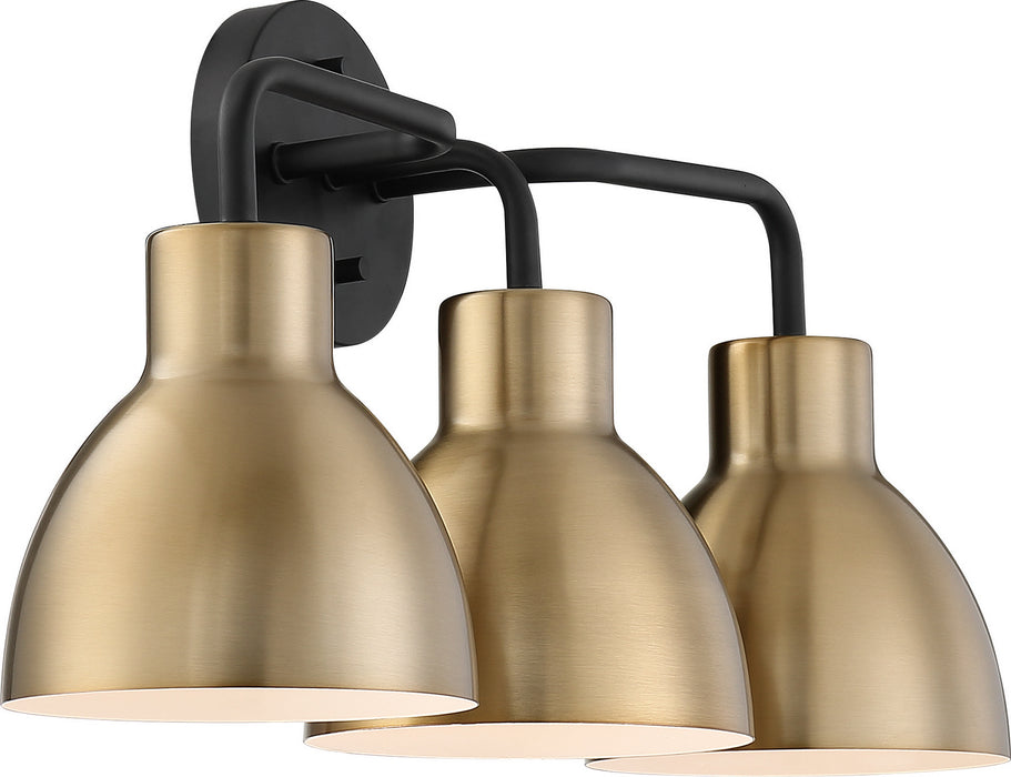 Nuvo Lighting 60-6793 Three Light Vanity, Matte Black / Burnished Brass