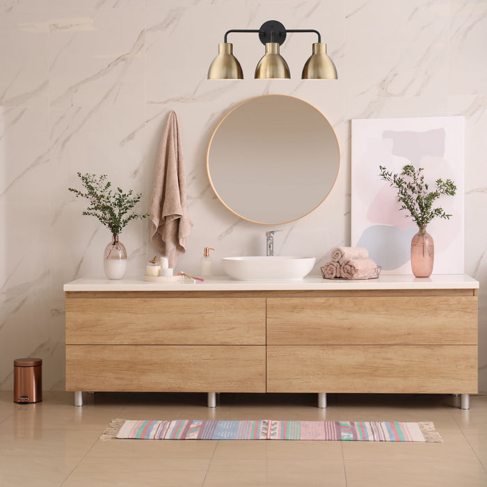 Nuvo Lighting 60-6793 Three Light Vanity, Matte Black / Burnished Brass
