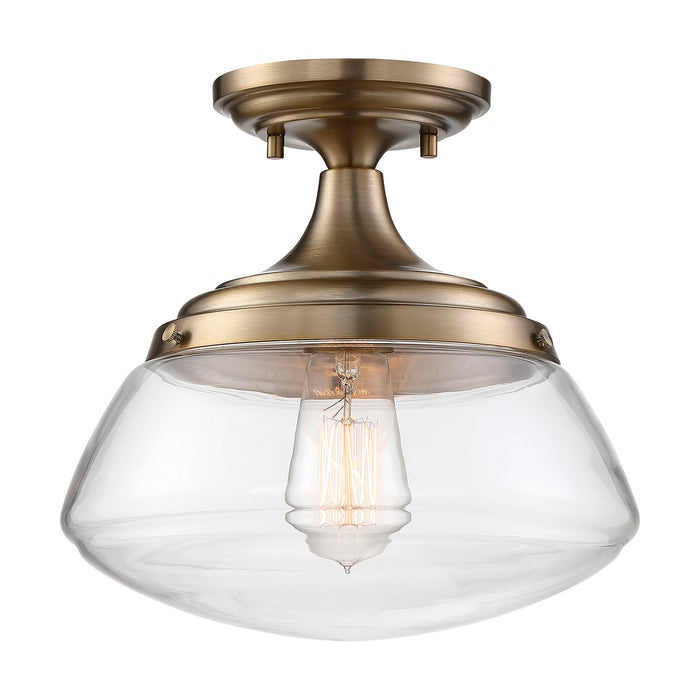 Nuvo Lighting 60-6797 One Light Semi Flush Mount, Burnished Brass / Clear