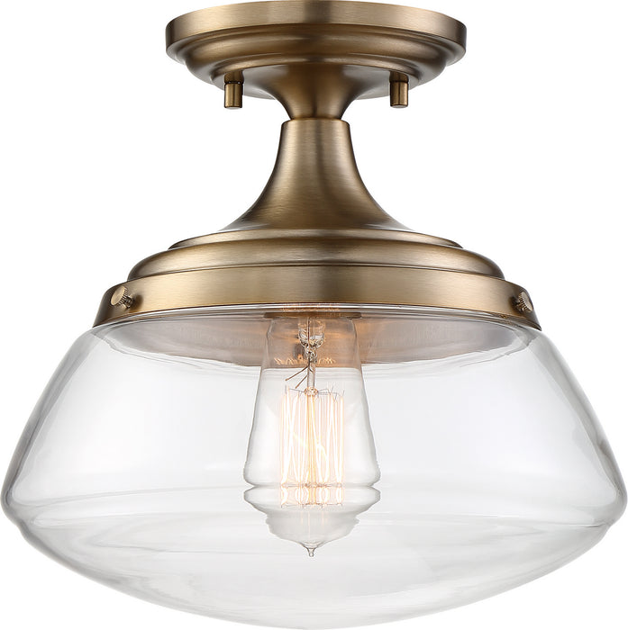 Nuvo Lighting 60-6797 One Light Semi Flush Mount, Burnished Brass / Clear