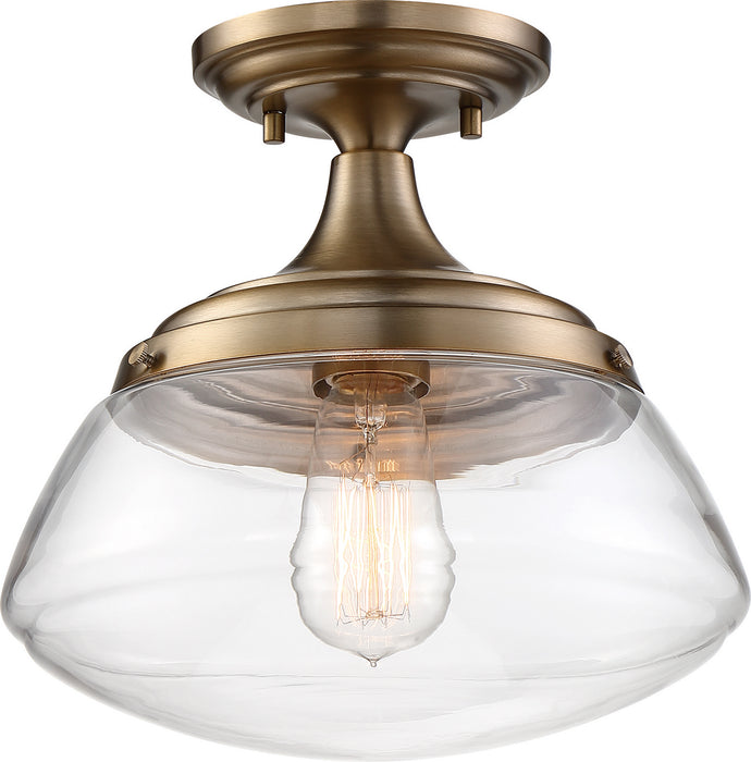 Nuvo Lighting 60-6797 One Light Semi Flush Mount, Burnished Brass / Clear