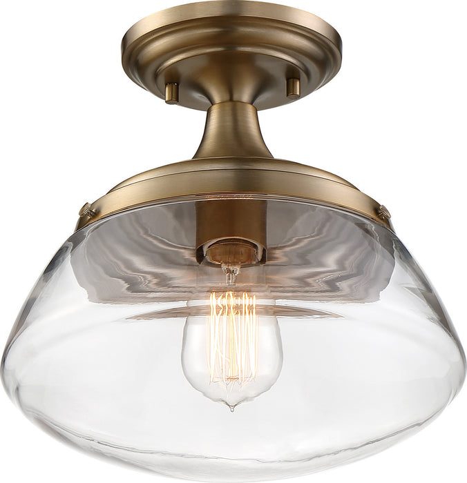 Nuvo Lighting 60-6797 One Light Semi Flush Mount, Burnished Brass / Clear