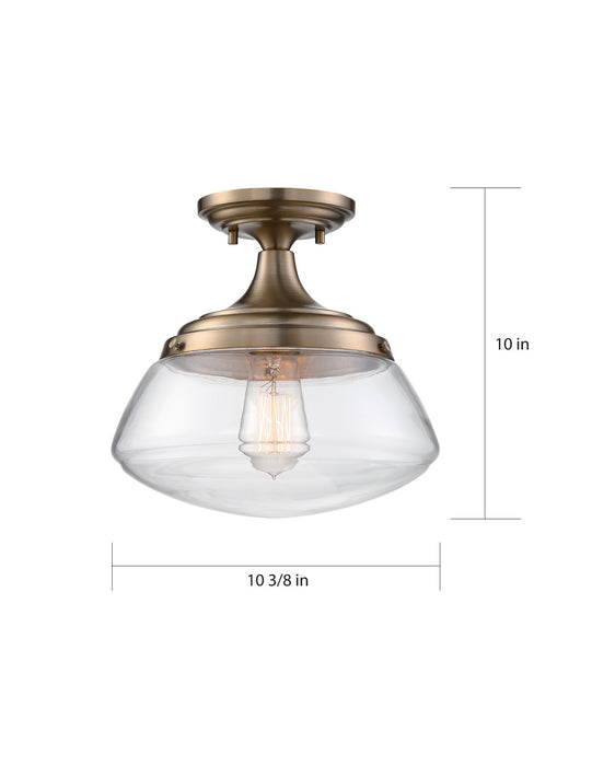 Nuvo Lighting 60-6797 One Light Semi Flush Mount, Burnished Brass / Clear