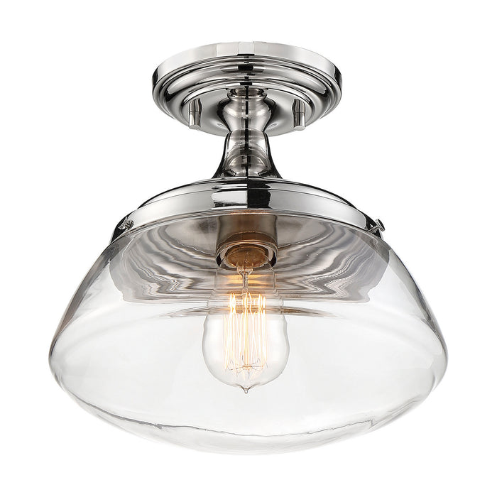 Nuvo Lighting 60-6798 One Light Semi Flush Mount, Polished Nickel / Clear Glass