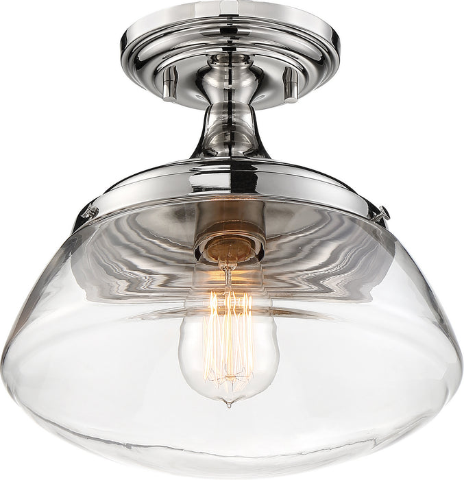 Nuvo Lighting 60-6798 One Light Semi Flush Mount, Polished Nickel / Clear Glass