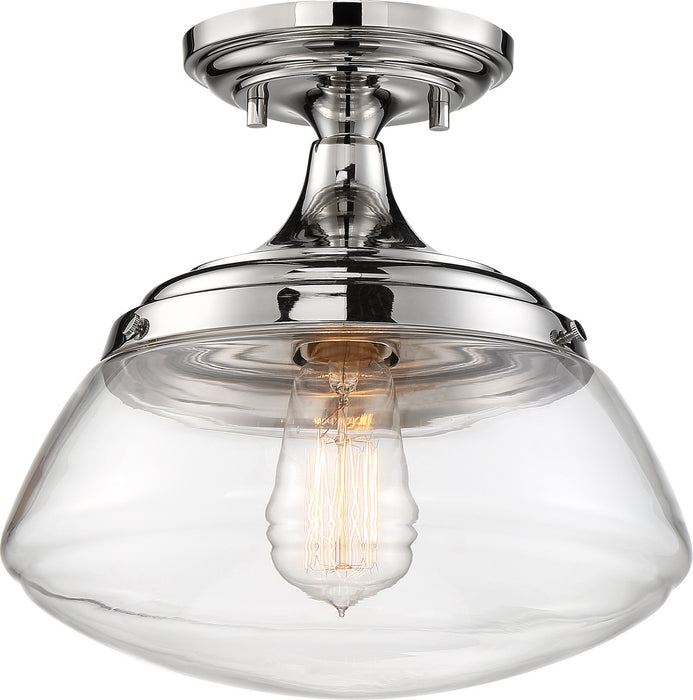 Nuvo Lighting 60-6798 One Light Semi Flush Mount, Polished Nickel / Clear Glass