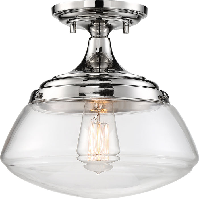 Nuvo Lighting 60-6798 One Light Semi Flush Mount, Polished Nickel / Clear Glass