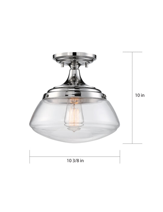 Nuvo Lighting 60-6798 One Light Semi Flush Mount, Polished Nickel / Clear Glass