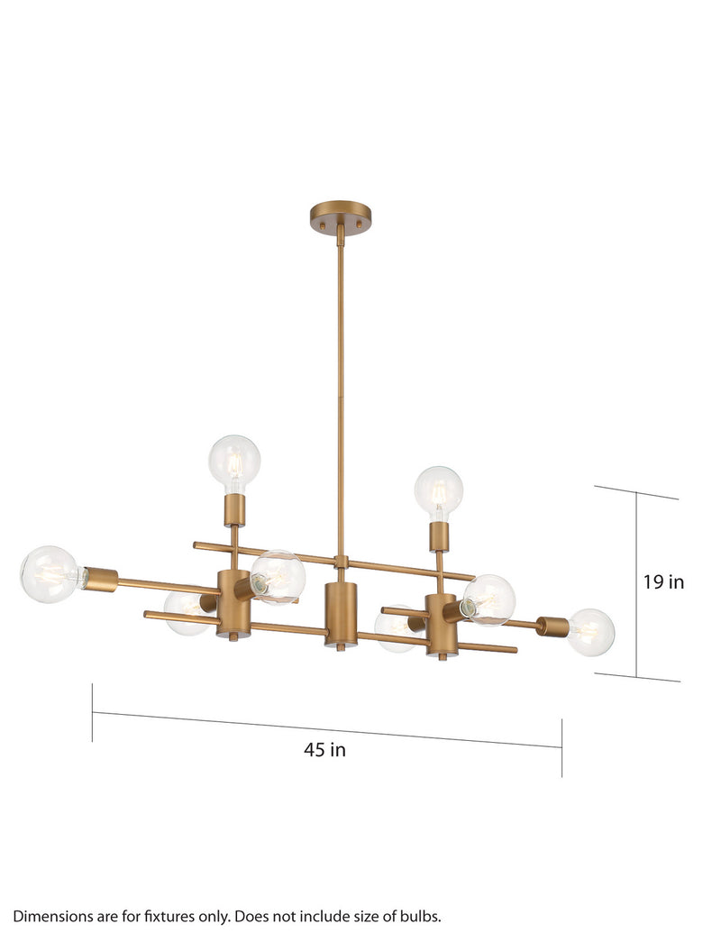 Nuvo Lighting 60-6872 Eight Light Island Pendant, Aged Gold