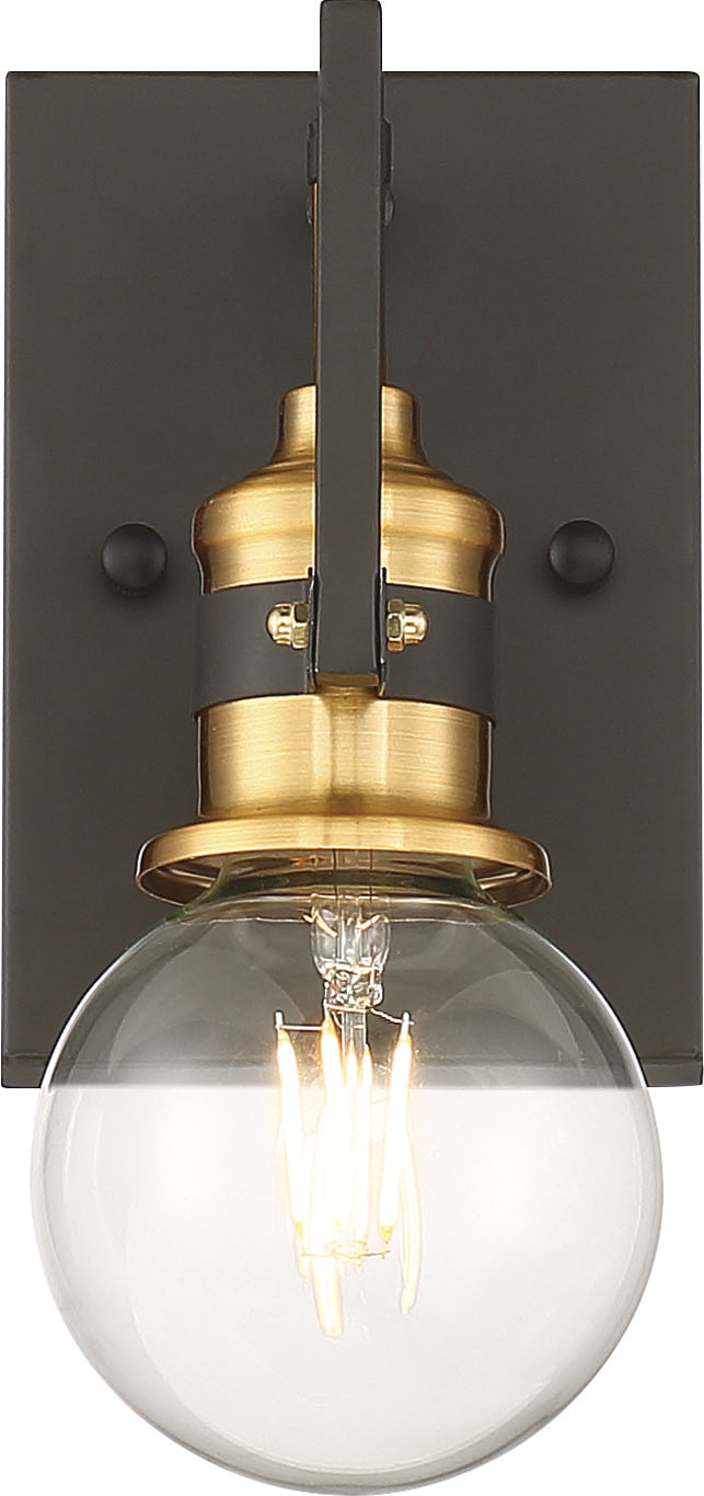 Nuvo Lighting 60-6971 One Light Vanity, Warm Brass / Black