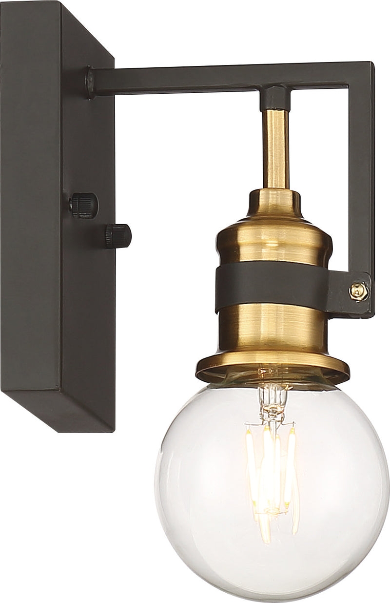Nuvo Lighting 60-6971 One Light Vanity, Warm Brass / Black