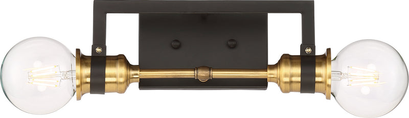 Nuvo Lighting 60-6972 Two Light Vanity, Warm Brass / Black