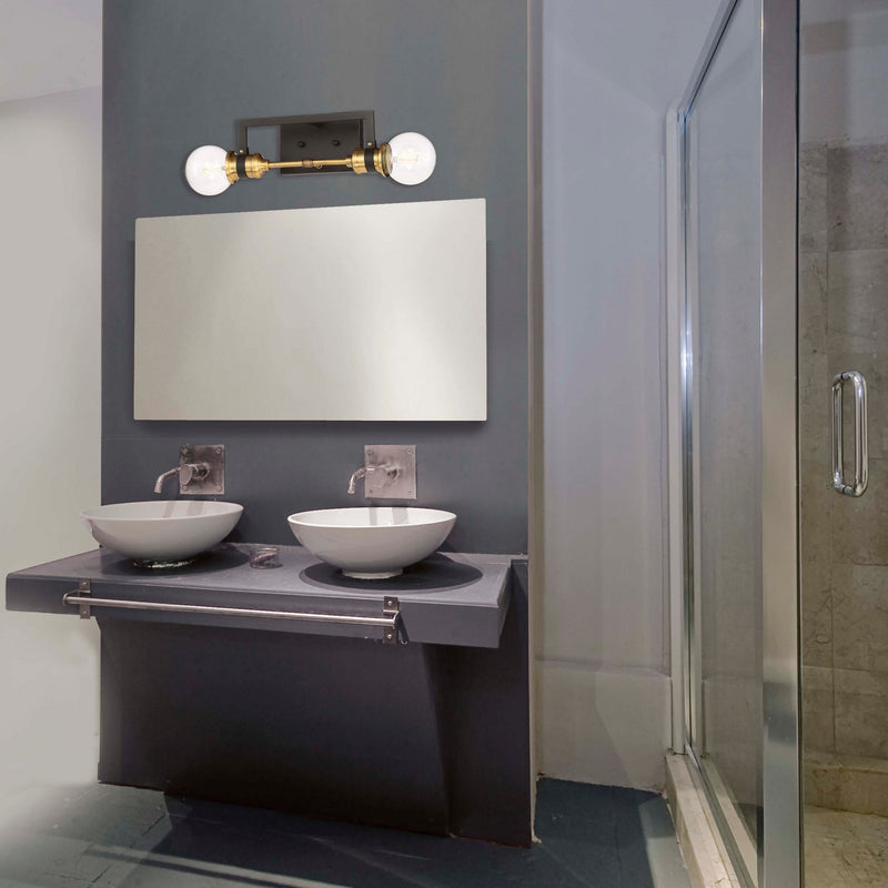 Nuvo Lighting 60-6972 Two Light Vanity, Warm Brass / Black