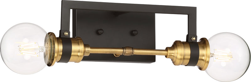 Nuvo Lighting 60-6972 Two Light Vanity, Warm Brass / Black