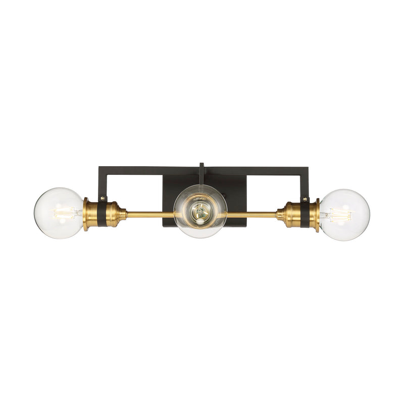 Nuvo Lighting 60-6973 Three Light Vanity, Warm Brass / Black
