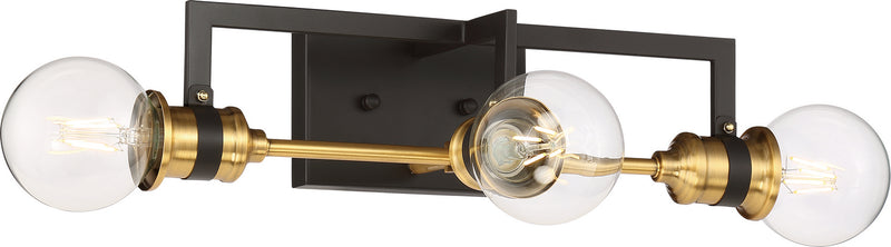 Nuvo Lighting 60-6973 Three Light Vanity, Warm Brass / Black