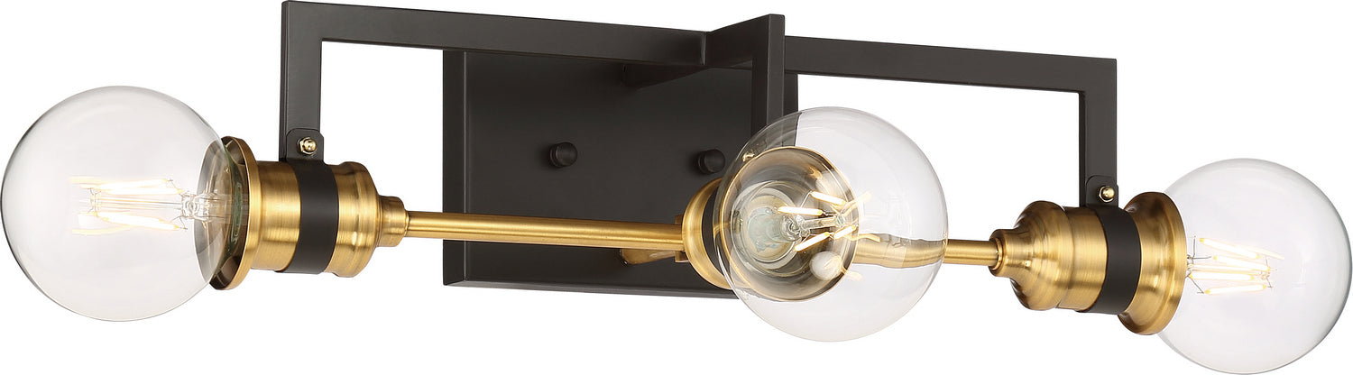 Nuvo Lighting 60-6973 Three Light Vanity, Warm Brass / Black