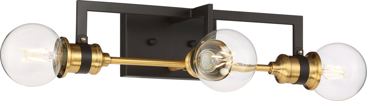 Nuvo Lighting 60-6973 Three Light Vanity, Warm Brass / Black