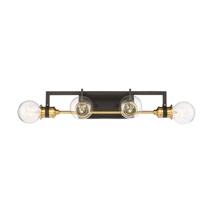 Nuvo Lighting 60-6974 Four Light Vanity, Warm Brass / Black
