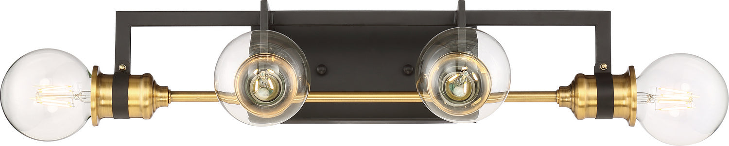 Nuvo Lighting 60-6974 Four Light Vanity, Warm Brass / Black