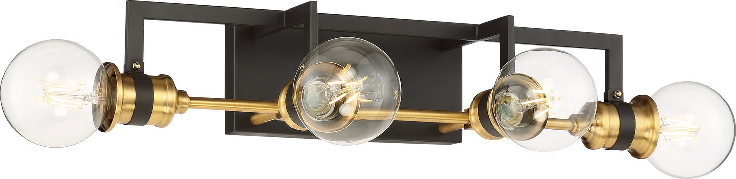 Nuvo Lighting 60-6974 Four Light Vanity, Warm Brass / Black