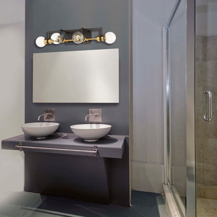 Nuvo Lighting 60-6974 Four Light Vanity, Warm Brass / Black