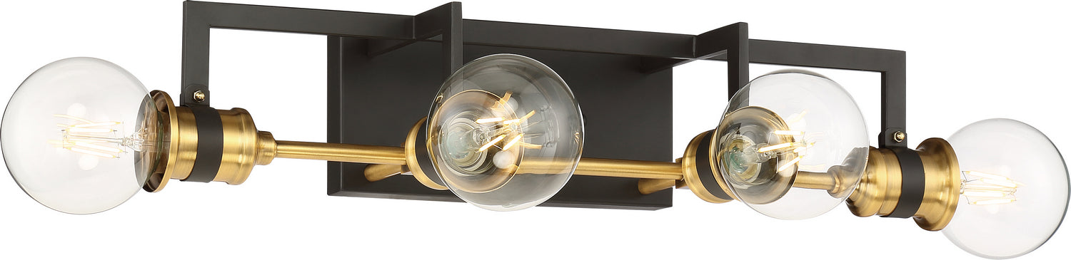 Nuvo Lighting 60-6974 Four Light Vanity, Warm Brass / Black