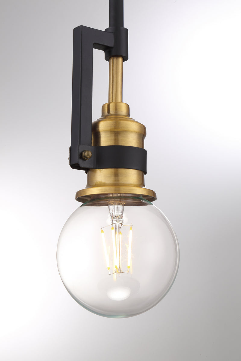 Nuvo Lighting 60-6975 One Light Mini Pendant, Warm Brass / Black