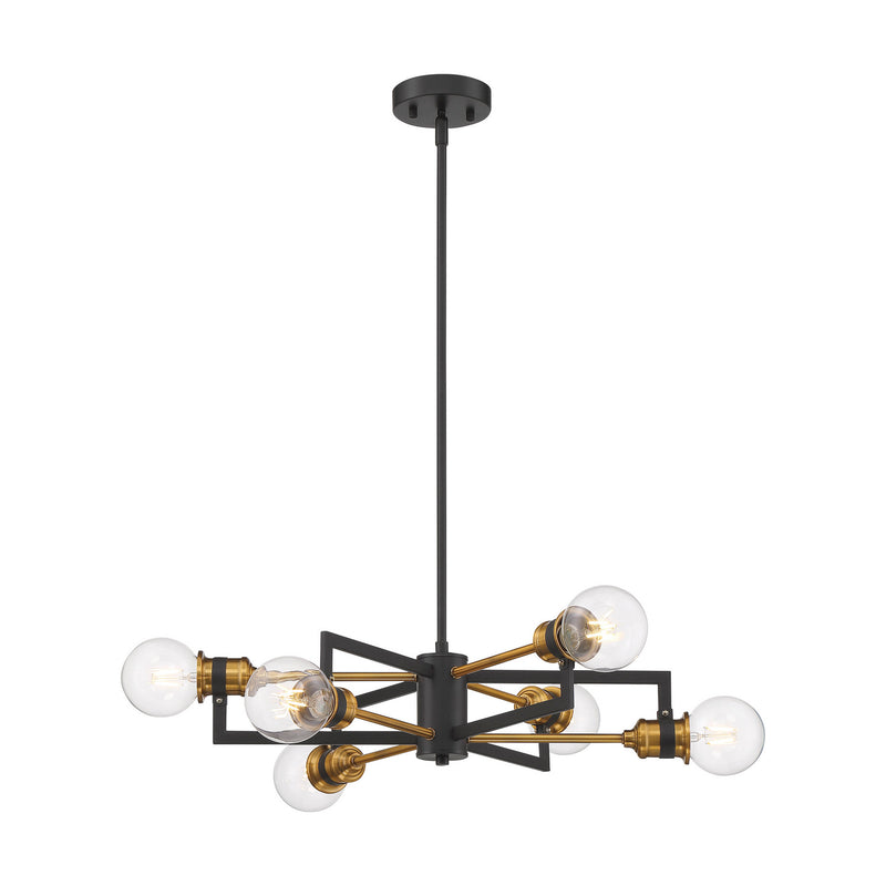 Nuvo Lighting 60-6976 Six Light Chandelier, Warm Brass / Black