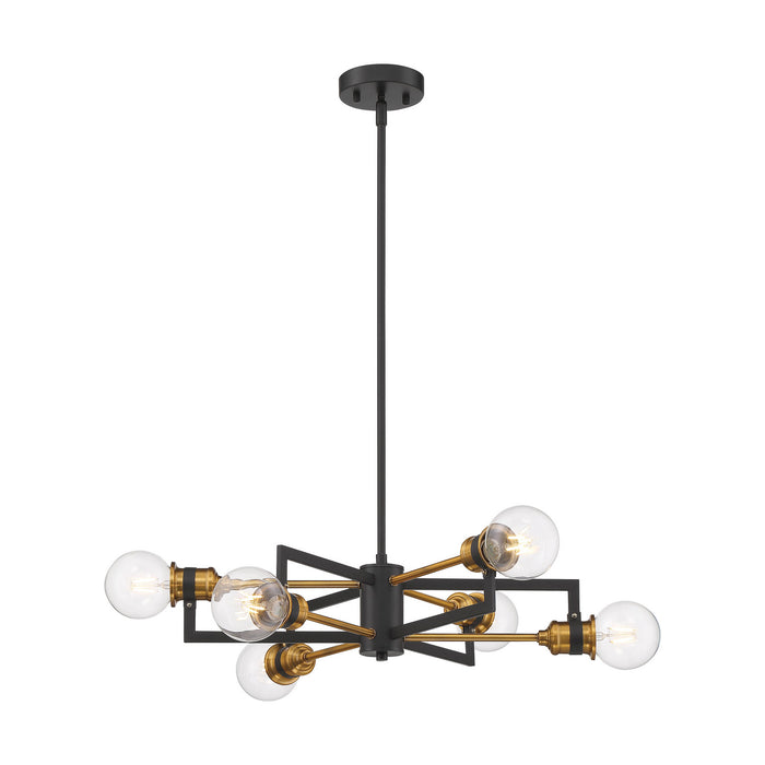Nuvo Lighting 60-6976 Six Light Chandelier, Warm Brass / Black