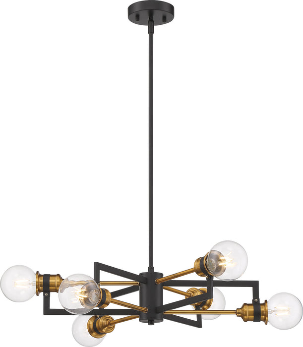Nuvo Lighting 60-6976 Six Light Chandelier, Warm Brass / Black